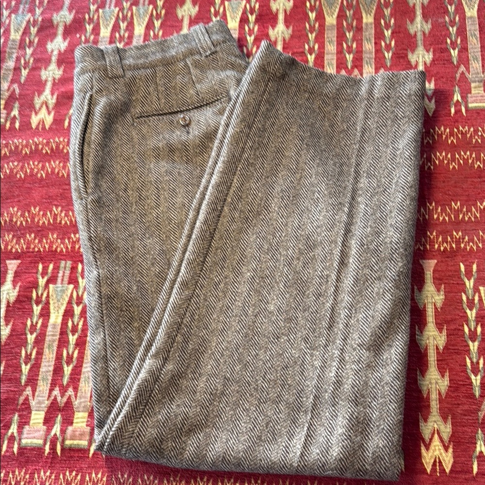 VINTAGE Herringbone Patterned Wool Pants size 36L